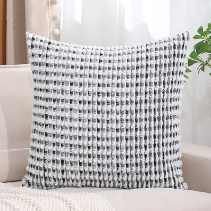 LUOYEHK Boho Throw Pillow Covers 22x22 Inch Set of 2 Chenille Tufted Pillowcase Farmhouse Neutral Cushion Covers for Couch Sofa Bed Living Room, Black Gray - color: Black Gray, size: 22" x 22" (Pack of 2)
