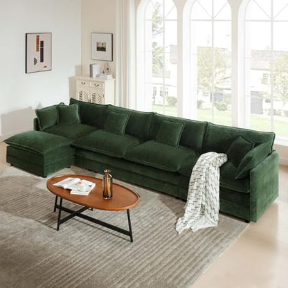 4 Seater Sectional Sofa,146.5 inch L-Shape,Green | Oversized Modular Couch Deep Seat - color: Green, size: 146.5 inch-L