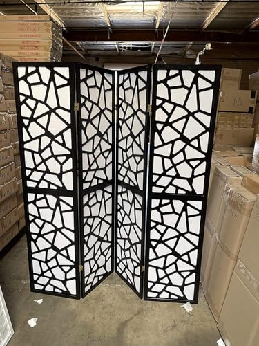 Mosaic Breeze Room Divider, 3-8 Panel (Black, 4 Panel) - color: Black, size: 4 Panel