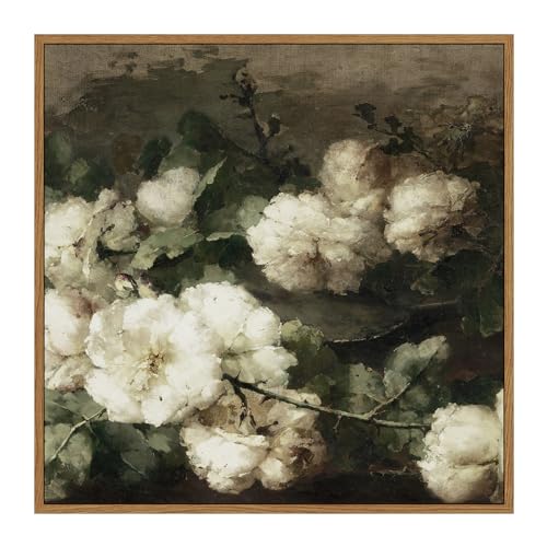 InSimSea Square Framed Canvas Wall Art, Vintage Floral Rustic Roses Flower Wall Art for Living Room, Flowers Wall Art Prints, Flower Pictures for Bedroom Living Room Aesthetic Wall Decor 12"x12" - color: Flower, size: 12"L x 12"W