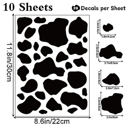 AOWDIAO 280 Pieces Cow Print Stickers Peel and Stick Vinyl Decals for Wall, Car, Laptop, Water Bottle & Home Decor - style: Cow Print