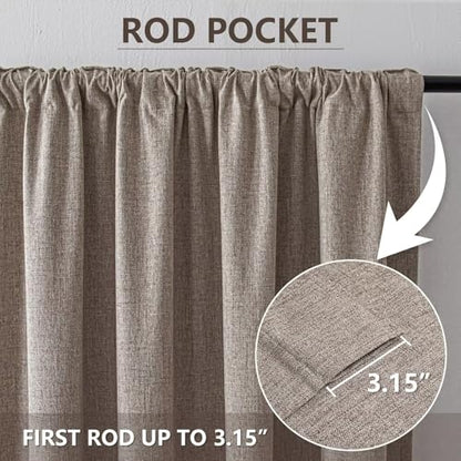 100% Blackout Curtains 96 inch Length 2 Panels Faux Linen Long Drapes for Bedroom Living Room Black Out Room Darkening Curtain Thermal Insulated Back Tab Rod Pocket(W37 x L96, Beige) - color: Beige, size: 37"W x 96"L (Pack of 2)