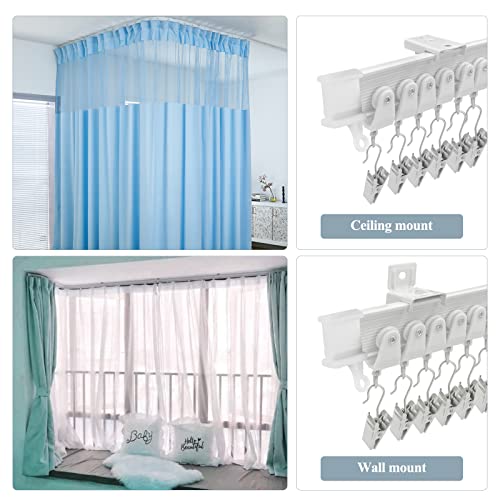 Ceiling Curtain Track, Flexible Bendable Curtain Rail System, 20Ft Wall Mount Heavy Duty Sliding Room Divider Ceiling Track for Curtains, RV, Shower, Hospital - color: White, size: 20Ft