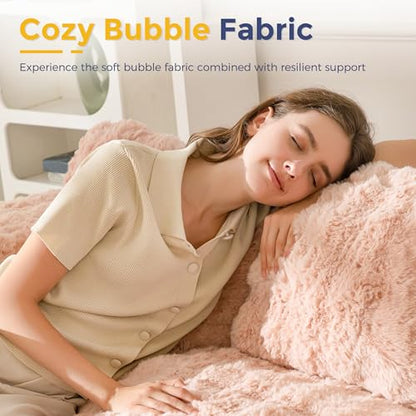 MAXYOYO 3-Seater Boneless Sofa Couch, Modern Bubbled Sofa for Living Room, Soft Bean Bag Chair High-Density Foam Couch with Pillows, No Assembly Required - color: Bubble Pink, size: 3 Seater