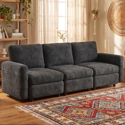 Guyii 90.15" Grey 3-Piece Sofa Set, Extra-Large 3-Seater Modular Sectional Sofa, Modern Convertible Sectional Couch for Living Room, Bedroom, Home - color: Grey, size: 3 Seat Sofa (No Ottoman)