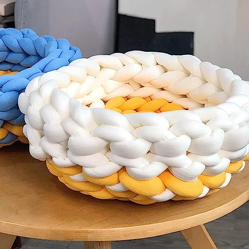 Giant Arm Knitting Chunky Yarn for Braided Knot Throw Blanket, Jumbo Chunky Y arn Twist Tubular Yar n Soft Extra Thick Y arn, Fluffy Bulky Weave Craft Crochet (Lemon Yellow 1.1 lb) - color: Lemon Yellow, size: 1.1 lb