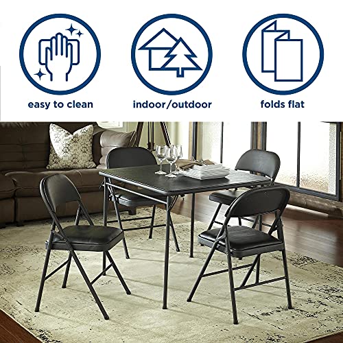 COSCO 34" Square Vinyl Top Folding Card Table, Black - color: Black