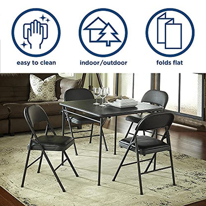 COSCO 34" Square Vinyl Top Folding Card Table, Black - color: Black