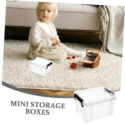 Alasum Mini Transparent Storage Boxes with Lids 4-Pack 3.26X2.55X1.96 Inch Clear Plastic Containers for Toy Storage Small Item Organization and Sundries