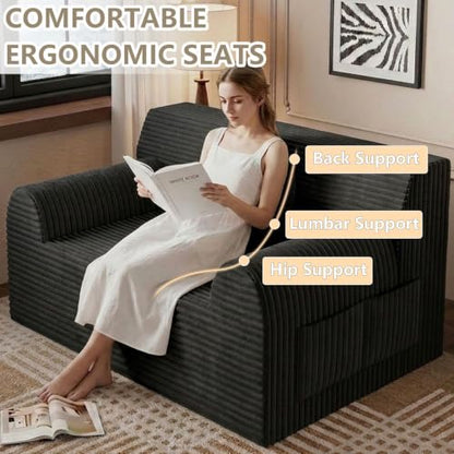 42" Boneless Oversized Chair with Side Pocket, Sofa Small Single Couch in a Box, Deep Seating Boneless Chair for Bedroom Living Room Office Apartment, No Assembly, Black - color: Black, size: 42'' Style 3