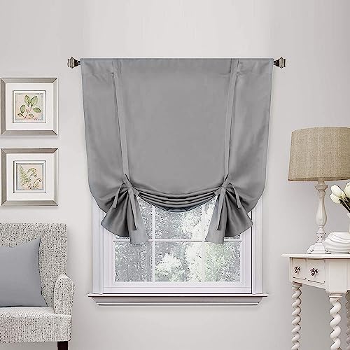 H.VERSAILTEX Blackout Tie Up Curtain Thermal Insulated Curtain Bathroom Curtains Dove Gray Tie Up Shade for Small Window (Rod Pocket Panel, 42 inches W x 63 inches L, Set of 1) - color: Dove Gray