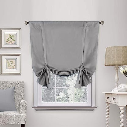 H.VERSAILTEX Blackout Tie Up Curtain Thermal Insulated Curtain Bathroom Curtains Dove Gray Tie Up Shade for Small Window (Rod Pocket Panel, 42 inches W x 63 inches L, Set of 1) - color: Dove Gray