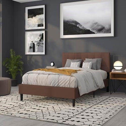 Quilted Tufted Full Size Headboard in Dark Brown Fabric - color: Dark Brown, size: Full