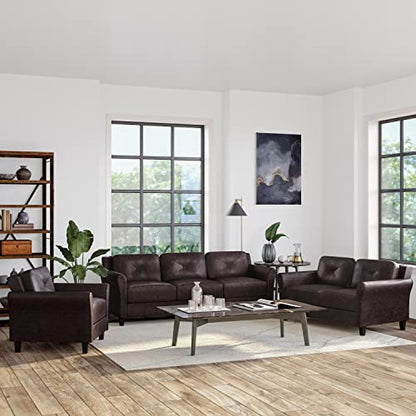 Studio Living Harrington 80.3" Sofa, Transitional Modern, Pocket Coil Comfort, Easy Assembly, Vegan Leather, Java - color: Java, size: Sofa