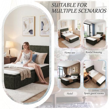 Full Compression Bed Boneless Bed Frame with Mattress and Headboard - color: Green, size: Full