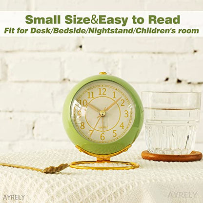 AYRELY® Battery Operated Analog Desk Alarm Clock with Light, Table Clock | Retro Aesthetic Clock with Silent Non-Ticking Movement for Bedside, Bedroom, Kitchen, Office, Travel & Kids' Room(Saga Green) - color: Saga Green