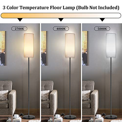 Modern Standing Lamp with Lampshade, Minimalist Tall Lamp with Foot Switch for Living, Bedroom, Kids Room, Office - color: White