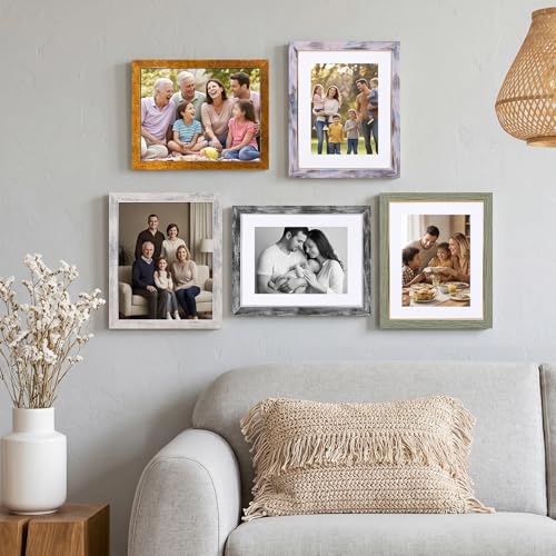 Fixwal 8x10 Picture Frame Set of 5 with Tempered Glass, Multicolor | Premium PS Product, Farmhouse-Style, Durability And Longevity, Wall or Tabletop Decor - color: A-Multicolor, size: 8x10