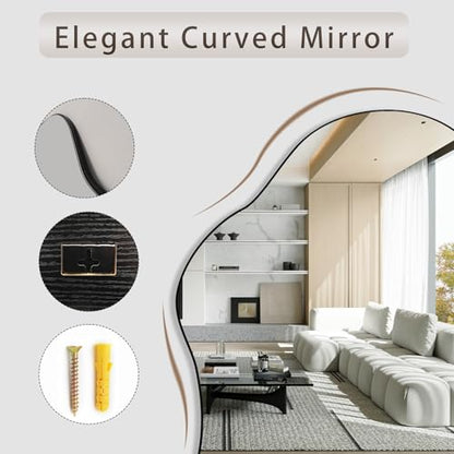 Irregular Wall Mirror, 28"x40" Wavy Cloud Bathroom Vanity Mirrors | Unique Asymmetrical Abstract Mirror with Tempered Glass for Bedroom, Living Room, Entryway, Hallway, Cloakroom - size: 40"L x 28"W