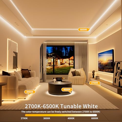 PAUTIX 5V USB CCT Tunable COB LED Strip Lights 6.56ft/2m,1280LEDs 1200lm 2700K-6500K Dimmable CRI85+ with RF Remote TV Backlight,Flexible Under Cabinet Tape Light for Bedroom,Kitchen,Home DIY Lighting - color: 2700K-6500K