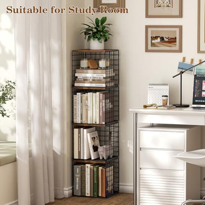 Dmevkic 2 Cube DIY Stackable Small Bookcase,Bookshelf for Small Spaces,Cube Storage Organizer for Living Room, Bedroom, Home Office,12.2" x 12.2" x 12.2"