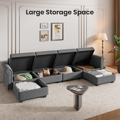 60" Modular Sectional Sofa with Hidden Storage, Convertible U Shaped 2 Seat Sofa Couch with, Comfy Upholstered Couches for Living Room, Apartment, Office,Bedroom
