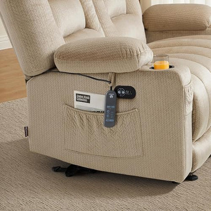 MCombo 56 in Reclining Loveseat Recliner with Heat & Massage PR648 (Beige) | 155° Zero Gravity, Dual Charging Ports, Cup Holders, FSC & OEKO Certified - color: Beige, size: Loveseat Recliner with Zero Gravity