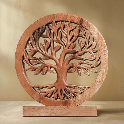 Wood Tree of Life Sculpture, Gift for Mom Home Decor, Living Room, Boho, Coffee Table, Centerpiece Table Decor, Mantle, Bathroom Shelf, Farmhouse, Christmas Decorations, Mothers day Gifts - color: Cloverly - Medium