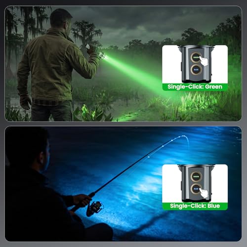 Yemao 2000 Lumen EDC Flashlight Small Rechargeable Flashlight with Memory,Multi-Color Light (Warm Yellow/Red/Green/Blue/UV) with 5 Buttons,Ideal for Home,Outdoor,Emergency Use