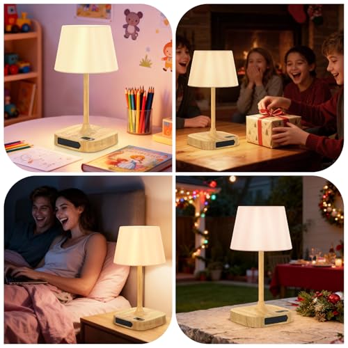 Table Lamp - Cordless Waterproof Shower Lamp and Dimmable Touch Lamp - color: Wood Grain