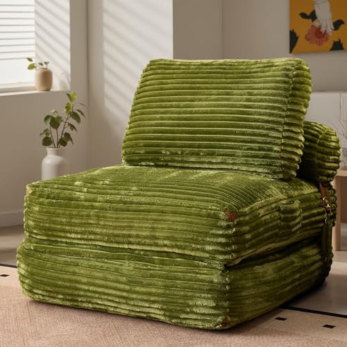 ovios Folding Sofa Bed, Foldable Sleeper Chair Floor Futon, Comfy Portable Convertible Fold Out Lounge Chairs for Living Room Bedroom, Green - color: Green