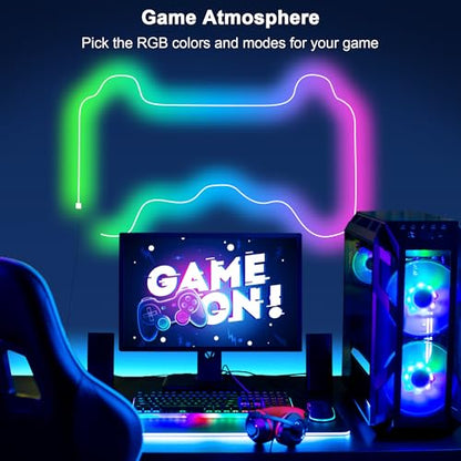 Cozylady 66Ft (33Ft * 2 Rolls) RGB LED Neon Rope Lights for Bedroom, 20m LED Strip Lamp with Double Sided Adhesive Tape, App/Remote Control DIY Lights Decorate The Outdoor and Indoor of Your Home - size: 66 ft