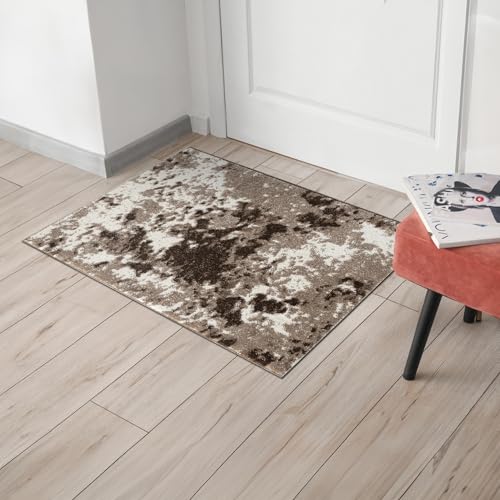 Keen Home Design Throw Rugs - 24"x36" Non-Shedding, Thick Pile Abstract Rugs for Kitchen, Living Room, Bedroom, Dining Room, Entryway - Size: 2' x 3', Skies Beige - color: Skies Beige, size: 2' x 3' (Rectangular)