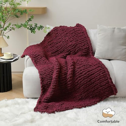 Cozyful Chunky Yarn for Hand Knitting - #10 Chunky Chenille Yarn, Jumbo Big Thick Chunky Yarns for Crocheting, Super Bulky Chunky Knit Blanket Yarns, 8 Skein (22 yds 8 oz Each Skein), Burgundy - color: Burgundy