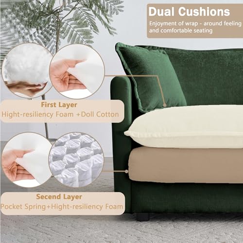 4 Seater Sectional Sofa,146.5 inch U-Shape,Green | Oversized Modular Couch Deep Seat - color: Green, size: 146.5 inch-U