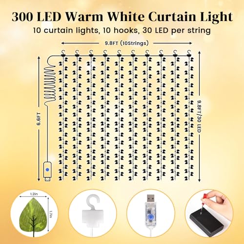 DomeStar Vines with Light for Bedroom, 300 LED Fairy Lights with Vines | Curtain String Lights with Remote for Dorm, Wedding, Party, Wall, Indoor, Outdoor Home Decor - style: 1pack-green vine-100Ft LED