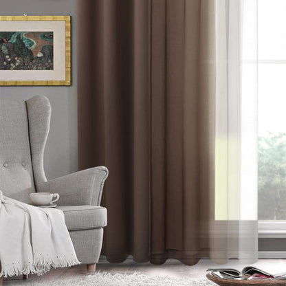 DWCN Faux Linen Ombre Sheer Curtains - Gradient Semi Voile Curtains for Bedroom and Living Room, Set of 2 Grommet Top Window Curtain Panels, 42 x 54 Inches Long, Chocolate Brown - color: Chocolate Brown, size: 42"W x 54"L (Pack of 2)