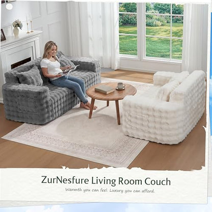 ZurNesfure Sofa Couch 3-Seater Boneless Sofa with Pillow Grey,3-Seater | No Assembly Need, Modern Couch with deep seat and Washable Cover Cloud Sofa for Living Room Bedroom Apartment - color: Bubble Grey, size: 3-seater