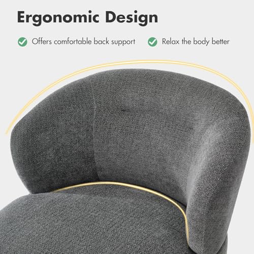 360° Swivel Accent Chairs Set of 2, Modern Chenille Upholstered Boucle Dining Chair with Back, Vanity Chair Accent Armchair Side Chairs for Dining/Living Room, Bedroom, Gray - color: Grey, size: 2 Chairs