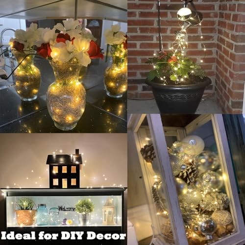 USB Fairy Lights, 2 Pack 33Ft 100 LED, Flexible Silver Wire Mini String Lights for Bedroom Wedding Christmas Decor, DIY Crafting, Warm White
