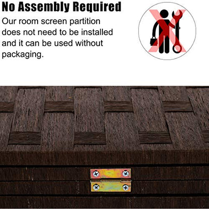 Meet Perfect 4-Panel Room Divider Privacy Screen,6 FT Wooden Woven Folding Screen,Foldable Mesh Wall Divider, Freestanding Room Partitions/Separator/Dividers Double-Weaved with Two-Way Hinges- Brown - color: Brown, size: 4 panels