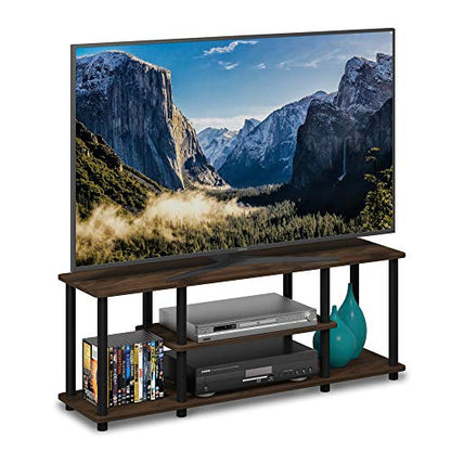 Furinno Turn-N-Tube No Tools 3D 3-Tier Entertainment TV Stand up to 50 inch TV, Round Tubes, Columbia Walnut/Black | for TV up to 50 Inch, Open Frame Rectangular Entertainment Center with Storage Shelf, TV Console, for Living Room, Bedroom - color: Columb