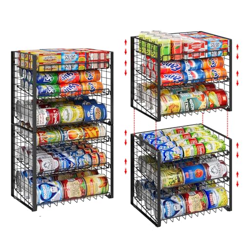 3 Tier Stackable Can Rack Organizer, Adjustable Can Holder for Pantry | 2 Pack Rolling Can Dispenser for Canned Food, Soda & Drink Storage, Tiered Can Organizer for Kitchen Cupboard Cabinet - style: 3-Tier 2-Pack
