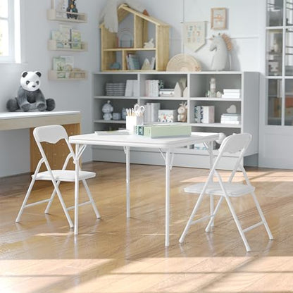 Flash Furniture Mindy Kids 3-Piece Folding Table and Chair Set, White | Daycare and Classroom, Children's Activity Table, Portable - color: White, size: 3 Piece Set