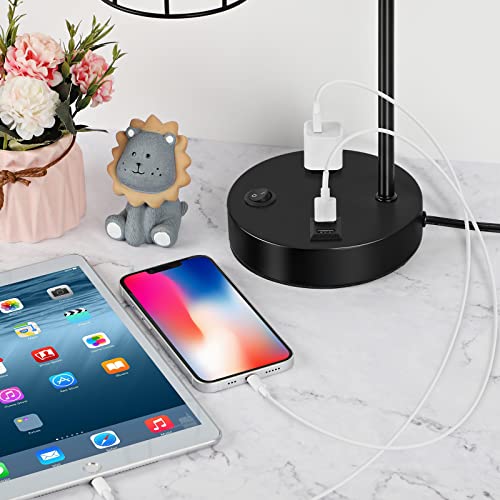 BTY Bedside Lamps Set of 2 Industrial Table Lamp with Dual USB Charging Ports and 2 Prong AC Outlet Farmhouse Nightstand Desk Lamps Edison Lamp with Metal Wire Cage for Bedroom Living Room - size: CAGE 3