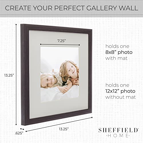 Sheffield Home 9 Piece Gallery Wall Frame Set, 12x12 Inch, Dark Oak - color: Dark Oak, size: 12x12 Inch