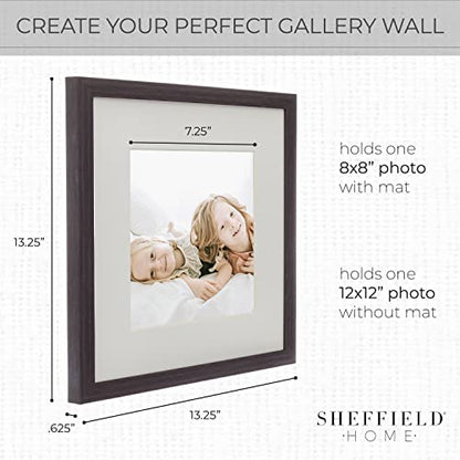 Sheffield Home 9 Piece Gallery Wall Frame Set, 12x12 Inch, Dark Oak - color: Dark Oak, size: 12x12 Inch