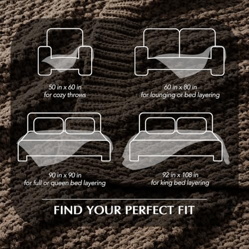 EVERGRACEHOME Chunky Chenille Knit Throw Blanket, 108x92, Cocoa Brown | Sculpted Moss Stitch, Chic Modern Farmhouse, All-Season Warmth, OEKO-TEX® Certified, Oversized King for Couch, Bed, Sofa - color: Cocoa Brown, size: 108" X 92"