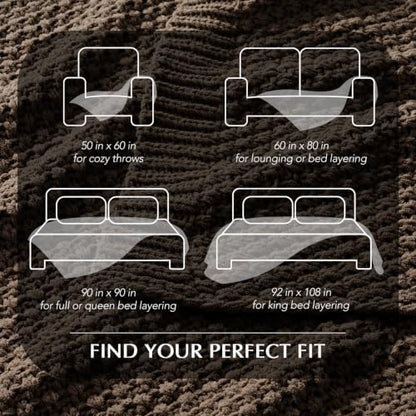 EVERGRACEHOME Chunky Chenille Knit Throw Blanket, 108x92, Cocoa Brown | Sculpted Moss Stitch, Chic Modern Farmhouse, All-Season Warmth, OEKO-TEX® Certified, Oversized King for Couch, Bed, Sofa - color: Cocoa Brown, size: 108" X 92"