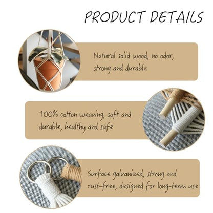 4 Pack Macrame Plant Hangers Indoor Up to 10 inch Pot, Boho Hanging Planters, Plant Holder with 8Pcs Stainless Steel Hooks - color: 4pcs White Hanger